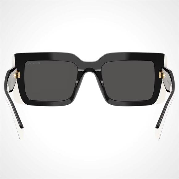 NEW PRADA Sunglasses Black White Talc Gold Symbole Logo Womens Rectangle - Picture 5 of 6